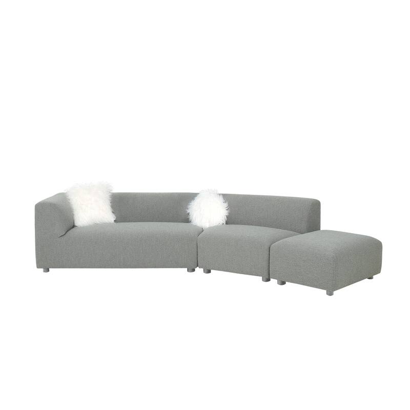 Pasargad Home Portfino Modern Sectional Sofa with 2 Pillows - Grey