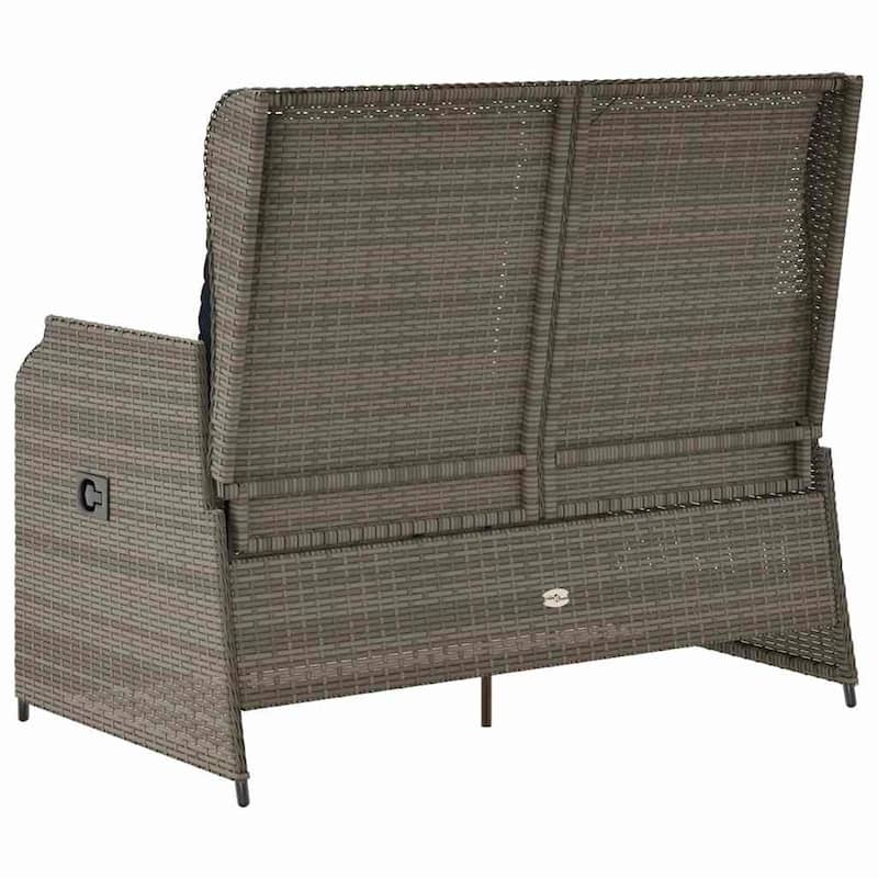 vidaXL Garden Bench with Cushion Brown Poly rattan - 26 x 43 x 37
