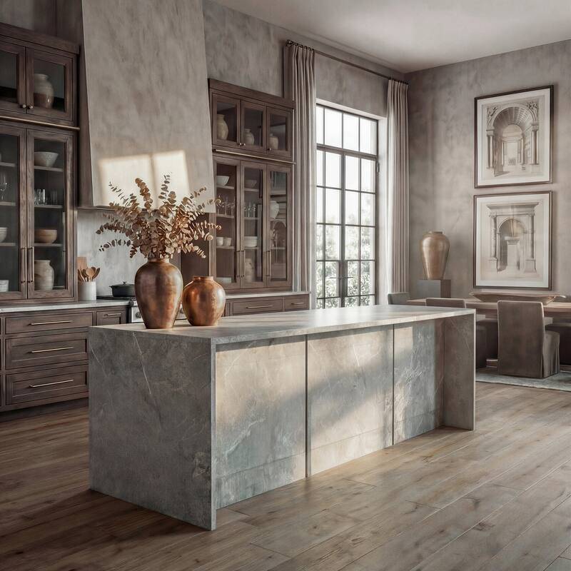 94.5” Extra Large Kitchen Island with Storage, Stone-Look Counter Height Island, Fully Assembled Modern Kitchen Furniture