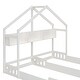 preview thumbnail 6 of 10, Wood Twin Size House Platform Beds with Guardrails and Storage Shelves, Creamy White Finish for Safety and Style