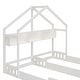 preview thumbnail 6 of 7, Wood Twin Size House Platform Kids Beds Frame, 2-Shared Beds with Shelves, Guardrail, Safe Design, Easy Assembly, Creamy White