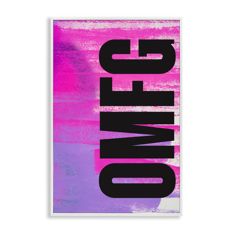 Stupell Bold OMFG on Abstract Framed Giclee Art Design By House of Lulu - 20 x 30 - White