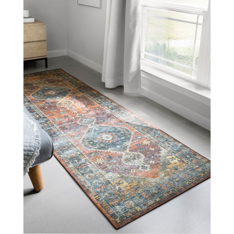 Alexander Home Leanne Transitional Aztec Vintage Printed Area Rug - 2'6" x 7'6" - Runner/Rectangle