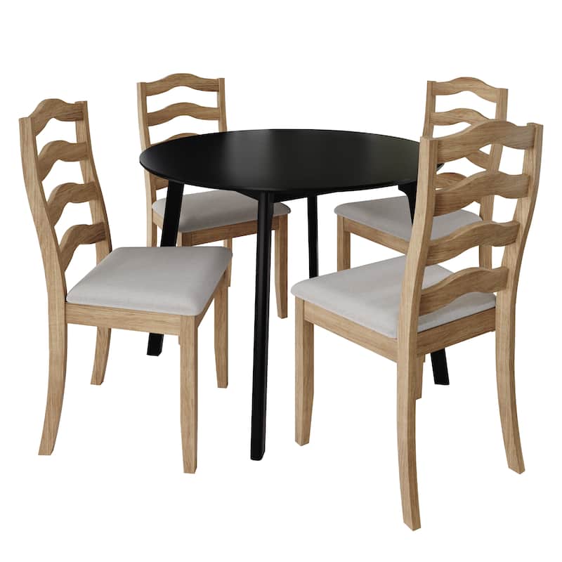 CraftPorch Sophistique 4-Piece Chair and Round Table Wooden Dining Set