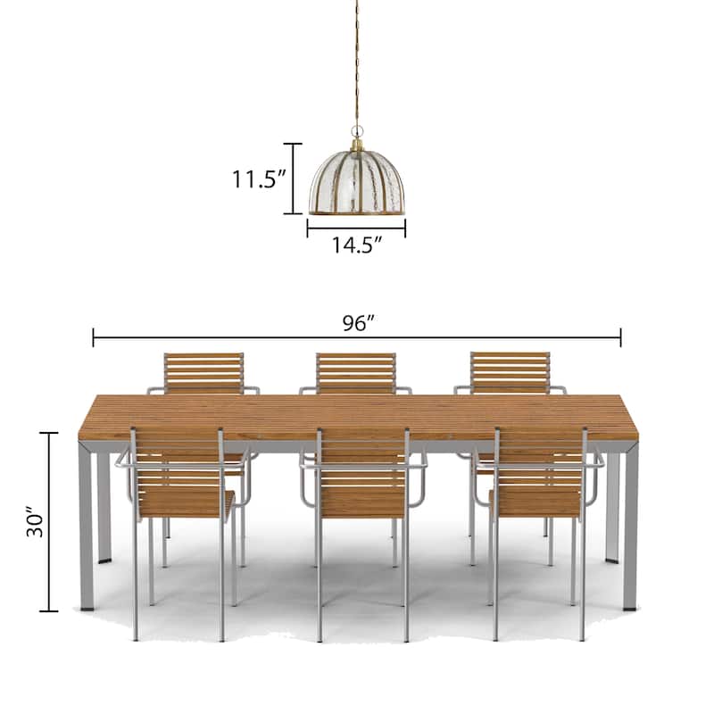 Hayden River of Goods Brass and Seeded Glass and Metal Pendant Light with Adjustable Hanging Cord - 14.5" x 14.5" x 13.5/68.5"
