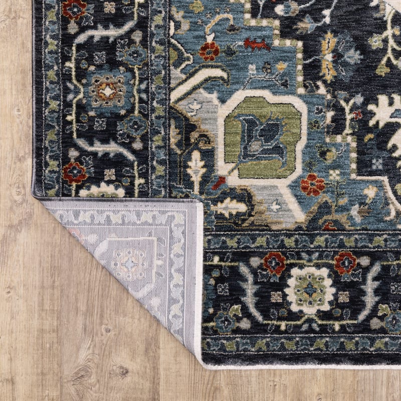 Esme Traditional Medallion Navy/ Blue Area Rug