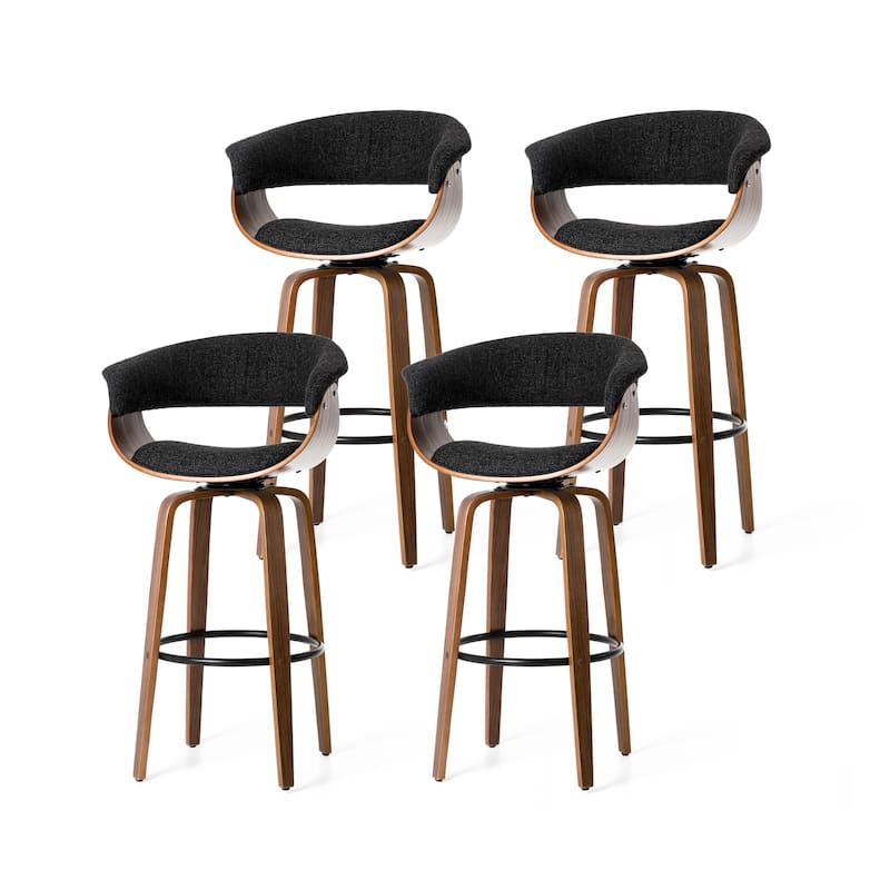 Glitzhome Set of 4 Modern Counter or Bar Height Faux Leather Swivel Pub Stools - Black&Blue/Woven - Bar Height