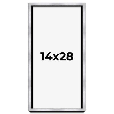 14x28 Shadow Box Frame Silver | 1.375 Inches Deep Real Wood