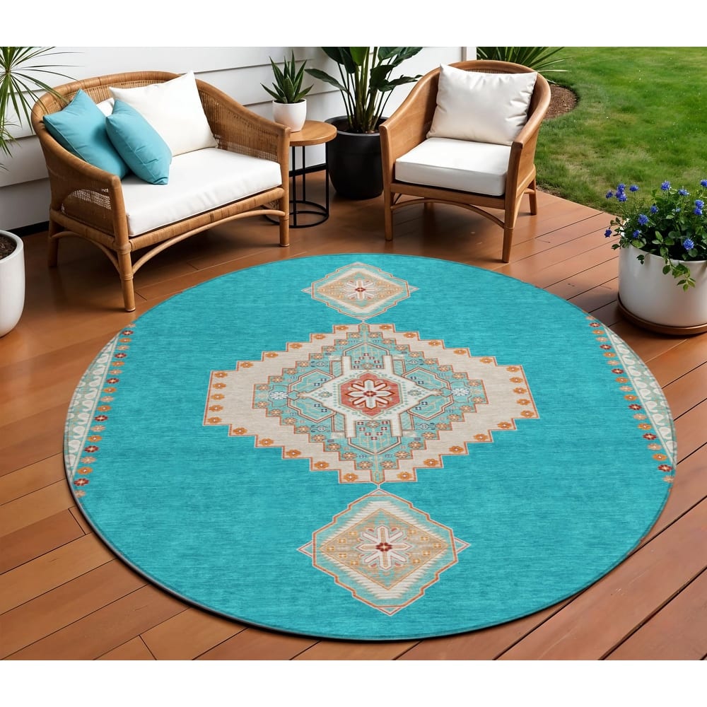 HomeRoots Oriental Traditional Rectangle Outdoor Rug