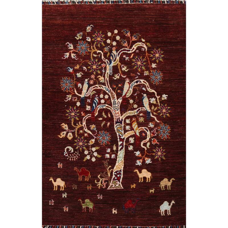 Vegetable Dye Tree Of Life Tabriz Oriental Area Rug Hand-knotted Wool - 3'3" x 5'1"