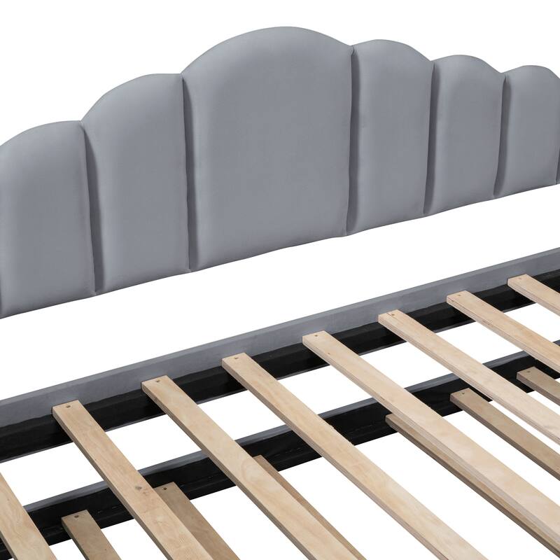Twin size Upholstered Daybed with Trundle ,Velvet Sofabed with USB Charging Ports