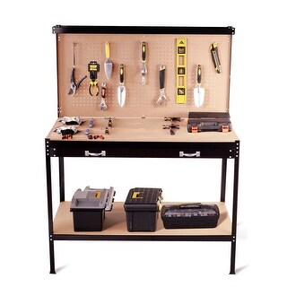 Costway Multi-Purpose Workbench Tools Storage Steel Frame Workshop ...
