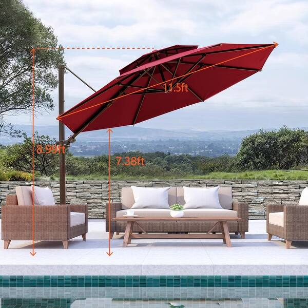VredHom 11.5 Ft Outdoor Double Top Cantilever Umbrella with Cross Stand -  Bed Bath & Beyond - 34826735