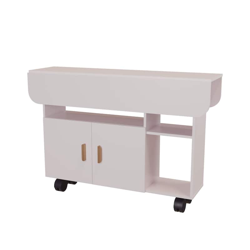 Modern Folding Dining Table with Wheels & Drawer