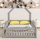 preview thumbnail 2 of 5, Full Size House Frame Floor Bed with Fence Guardrails, Grey