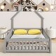 preview thumbnail 2 of 7, Grey Full Size Pine House-Shaped Headboard Floor Bed with Fence