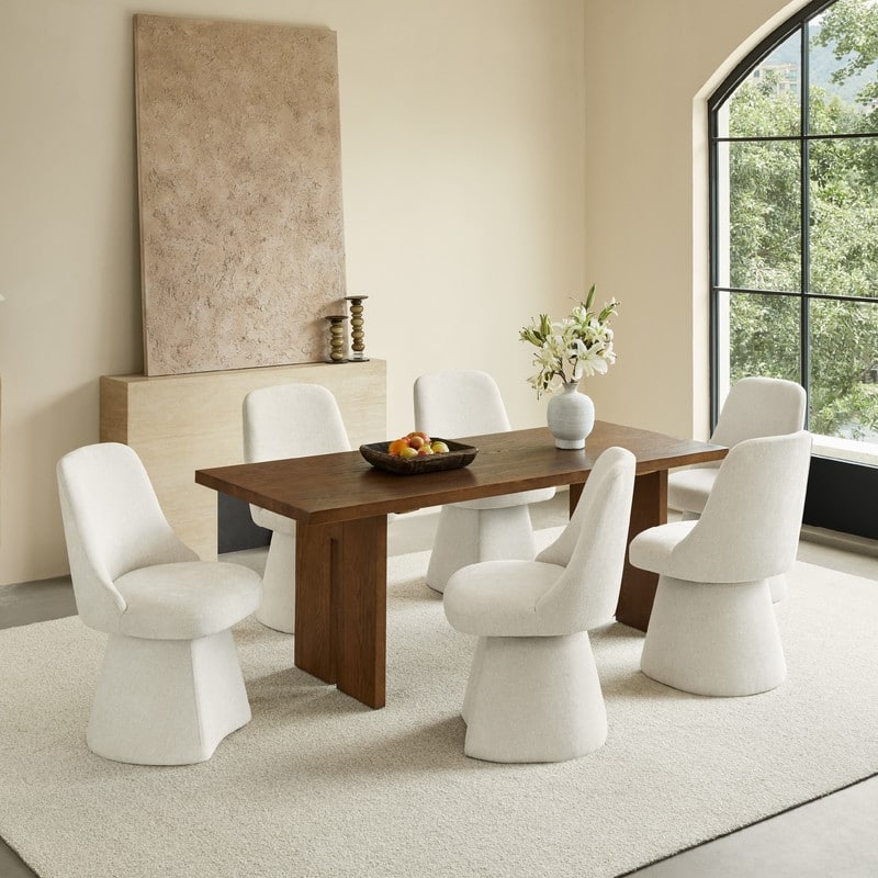 Anna Upholstered Swivel Armless Dining Chair for Kitchen Living Room