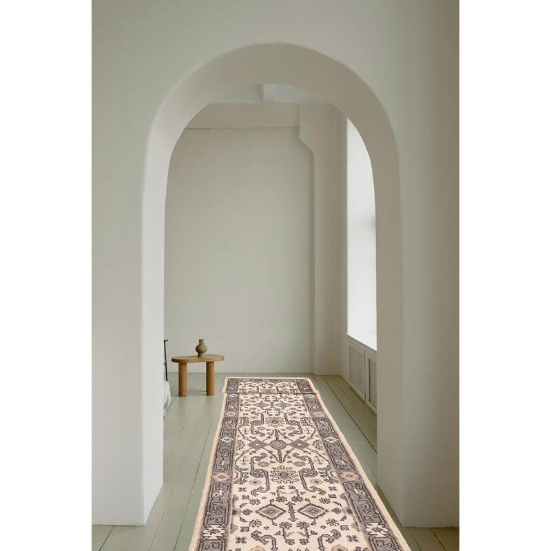 ECARPETGALLERY Hand-knotted Royal Oushak Cream Wool Rug - 2'6 x 19'3