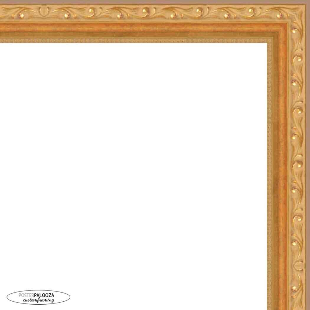 CustomPictureFrames.com 15x25 Frame Gold Real Wood Picture Frame Width 1.75 Inches | Interior Frame Depth 0.5 Inches | Museum Gold Ornate Photo Frame