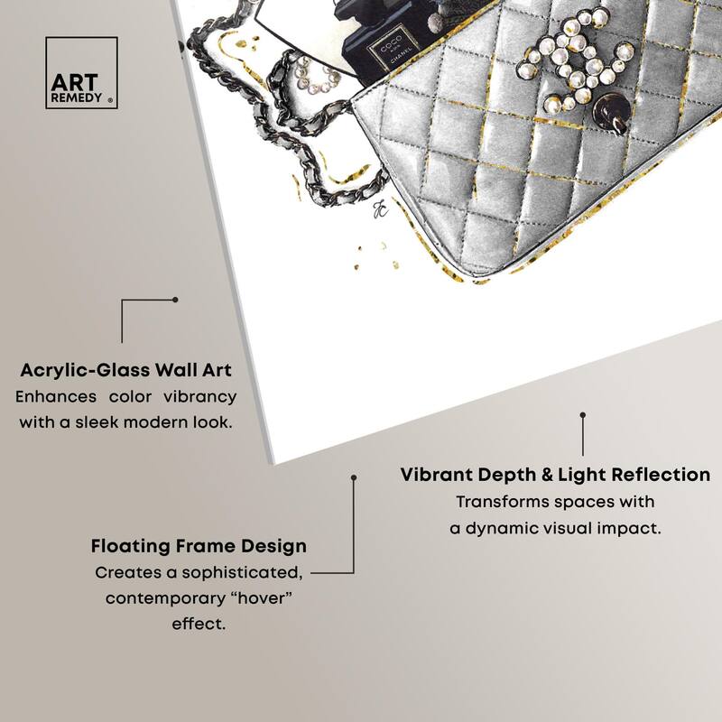 Grey Treasure Bag Acrylic by Art Remedy, Ready to Hang