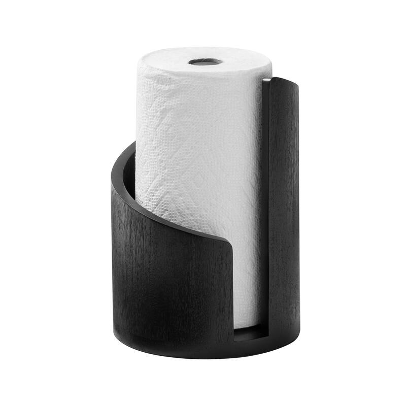 Jani Paper Towel Holder Countertop with Mango Wood Round Base and Iron Holder