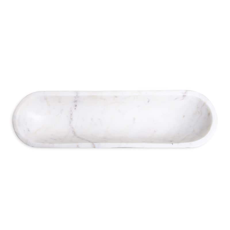 White Marble Organic Shaped Oval Bowl