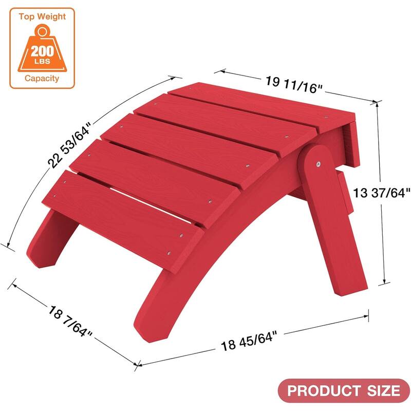 WINSOON Adirondack Ottoman,Folding Adirondack Foot Rest - Redx2