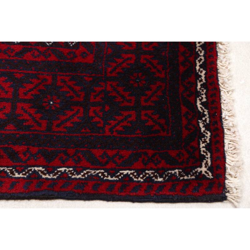 ECARPETGALLERY Hand-knotted Teimani Dark Navy, Red Wool Rug - 3'3 x 6'1