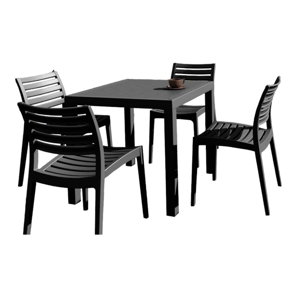5-Piece Gray Stackable Square Outdoor Patio Dining Set 33"