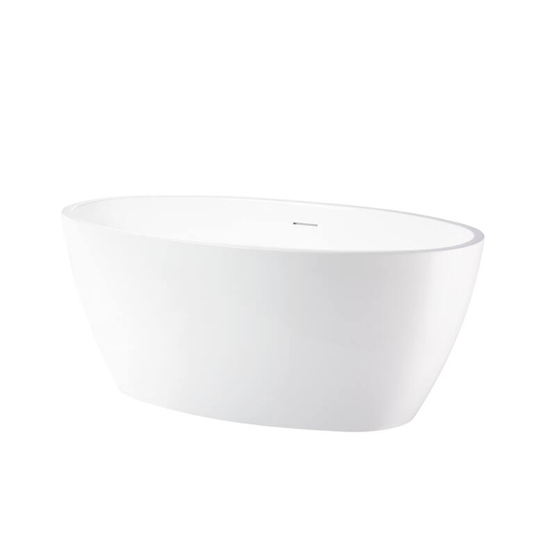 Vanity Art 69" Freestanding Acrylic Soaking Bathtub with Slotted Overflow & Pop-up Drain