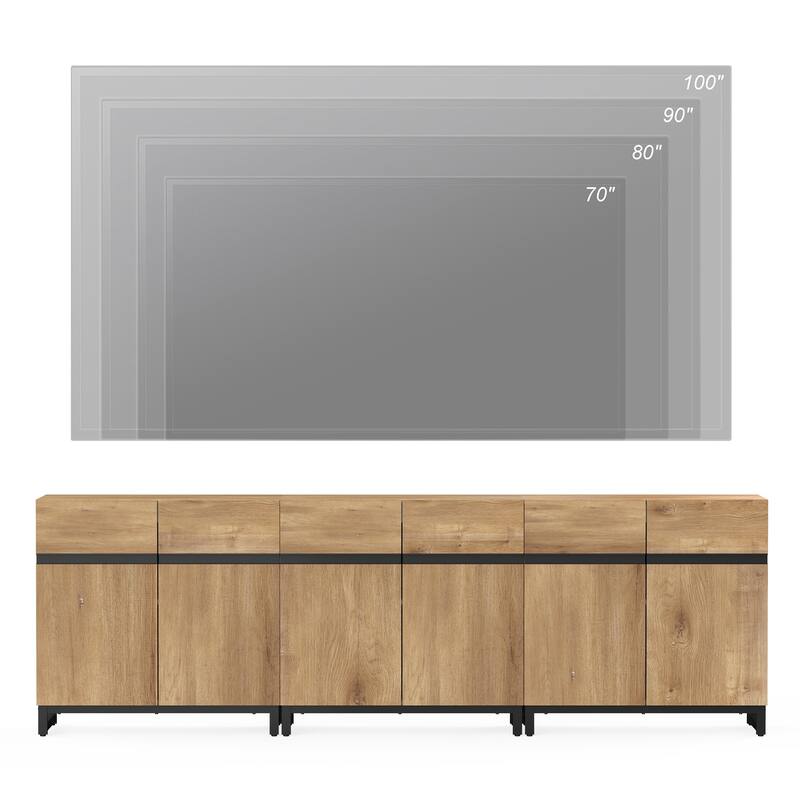 WAMPAT Modern TV Stand with Storage Cabinets for Living Room,Bedroom,Brown