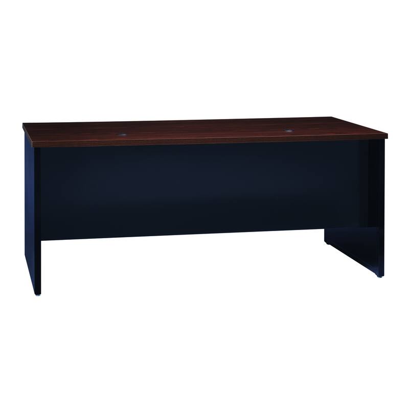 Hirsh Executive Office Modular Double Pedestal File Office Desk, 36 inch D x 72 inch W, Black / Walnut
