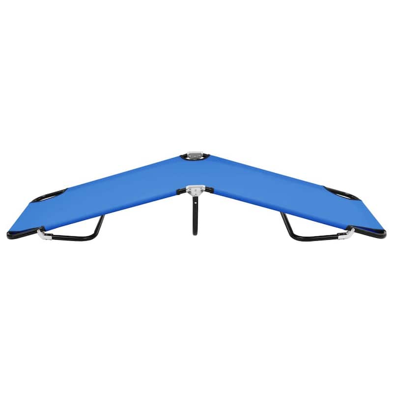 Zena Outdoor Foldable Sun Chaise Lounger 75inch, Steel, Blue Polyester