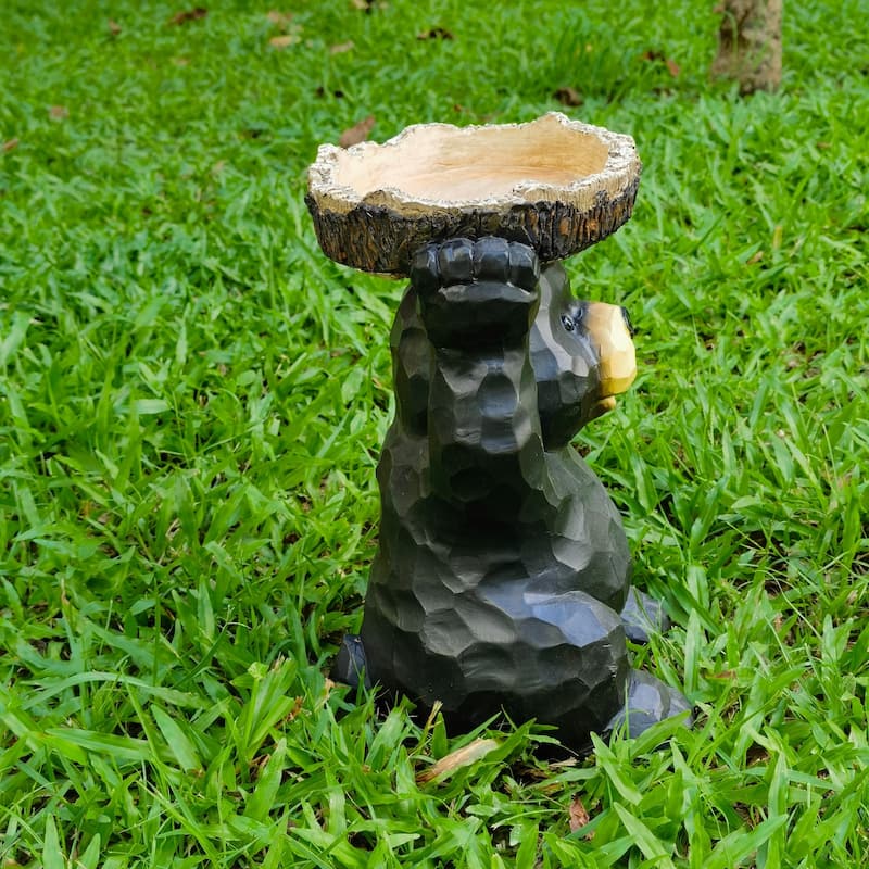 Sitting Bear Outdoor Patio Bird Bath - 12.25"