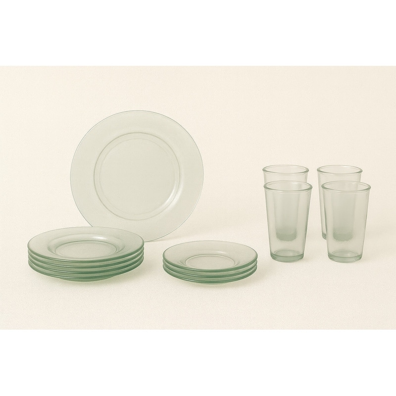 French Home Recycled Glass Urban 12-Piece Dinnerware and Tumbler Set