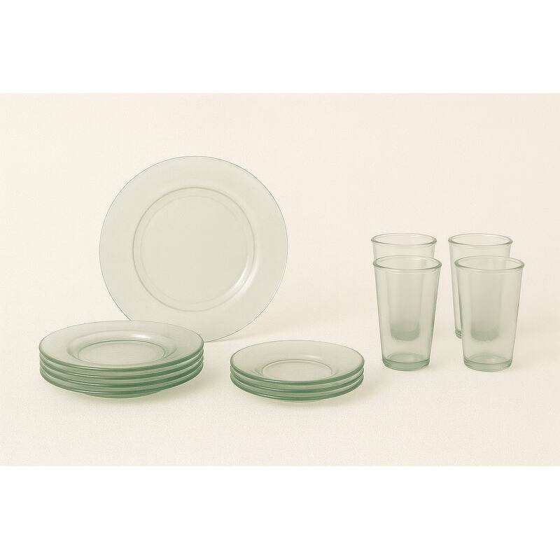 French Home Recycled Glass Urban 12-Piece Dinnerware and Tumbler Set