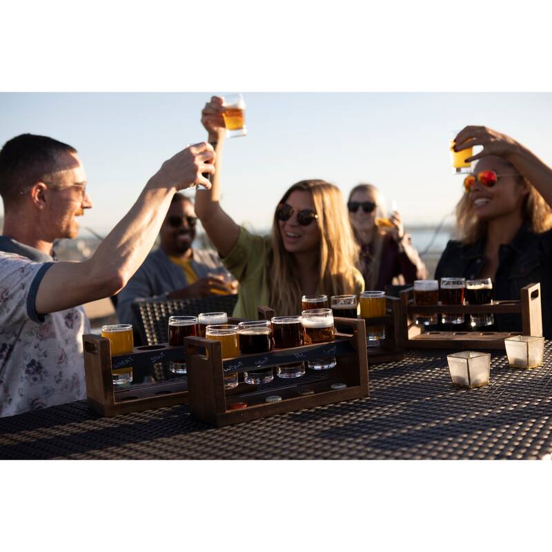 Craft Beer Flight Beverage Sampler, (Acacia Wood)