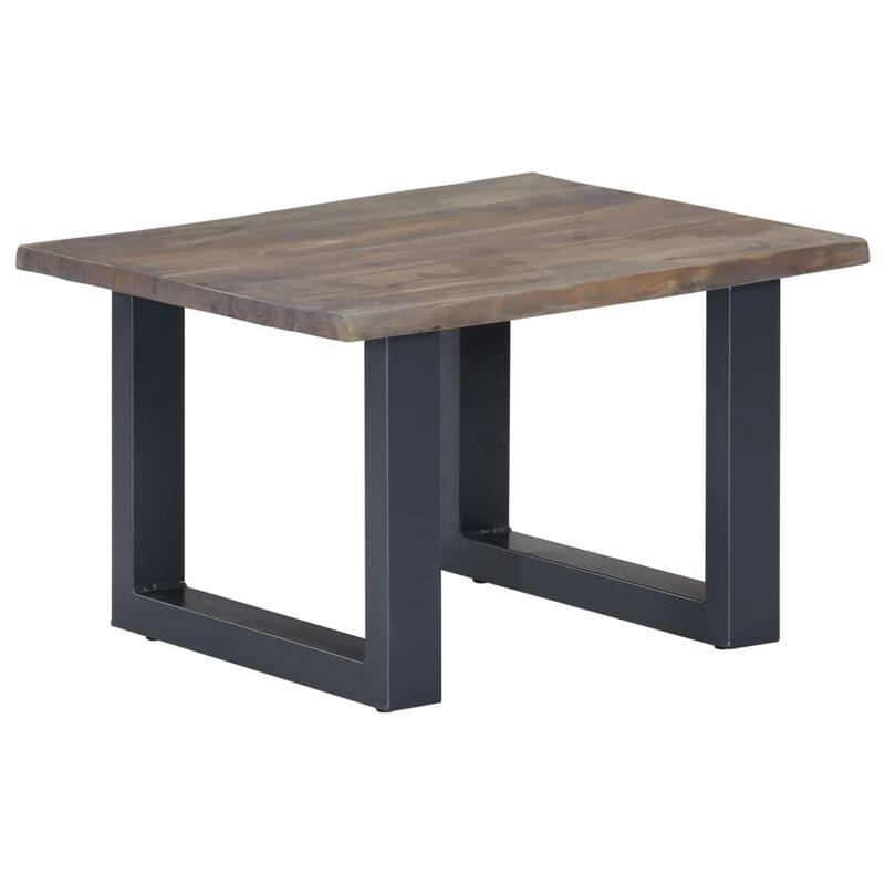 vidaXL Coffee Table Grey Solid Acacia Wood, Powder-Coated Iron 23.6 in - 23.6"x23.6"x15.7" (L x W x H)
