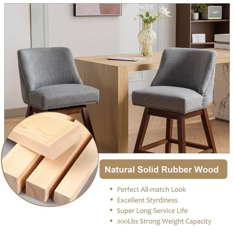 Counter Height Swivel Nail Head Upholstered Barstools Set of 4