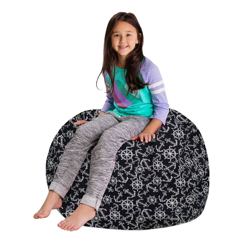 Kids Bean Bag Chair Cover Stuffed Animal Storage or Toy Organizer