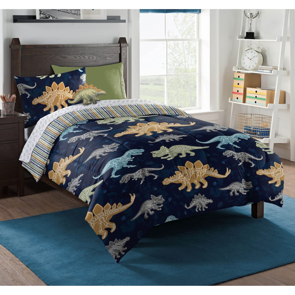 Dino Discovery 6-piece Twin XL Bed In A Bag with Decorative Pillow