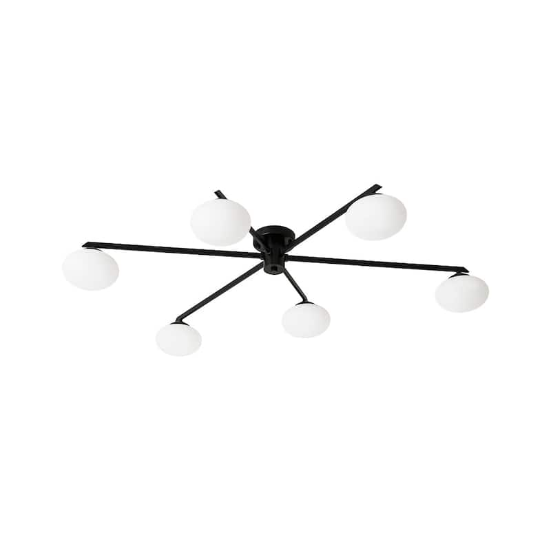 Mid-century Modern Oval Glass Accents Semi-flush Mount