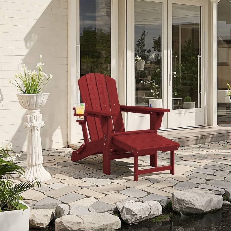 Folding Outdoor Chair with 3-Position Reclining Backrest & Telescoping Footrest