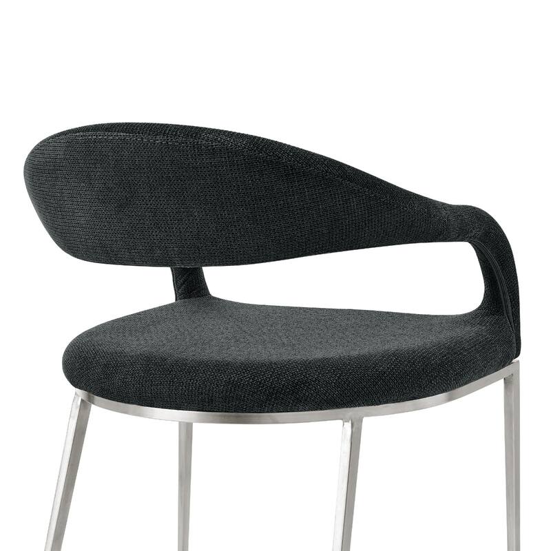 Metal Dining Armchairs with Polyester Upholstery Open Back, Set of 2 - 22” x 21” x 30” (D x W x H)