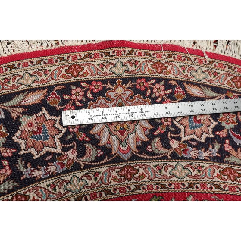 6'4''x6'4'' Round Hand Knotted Wool Red Round Oriental Area Rug - 6' 4'' x 6' 4''-Round