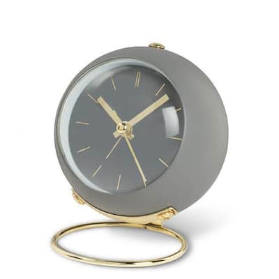 Gray Ball With Gold Loop Stand Alarm Clock