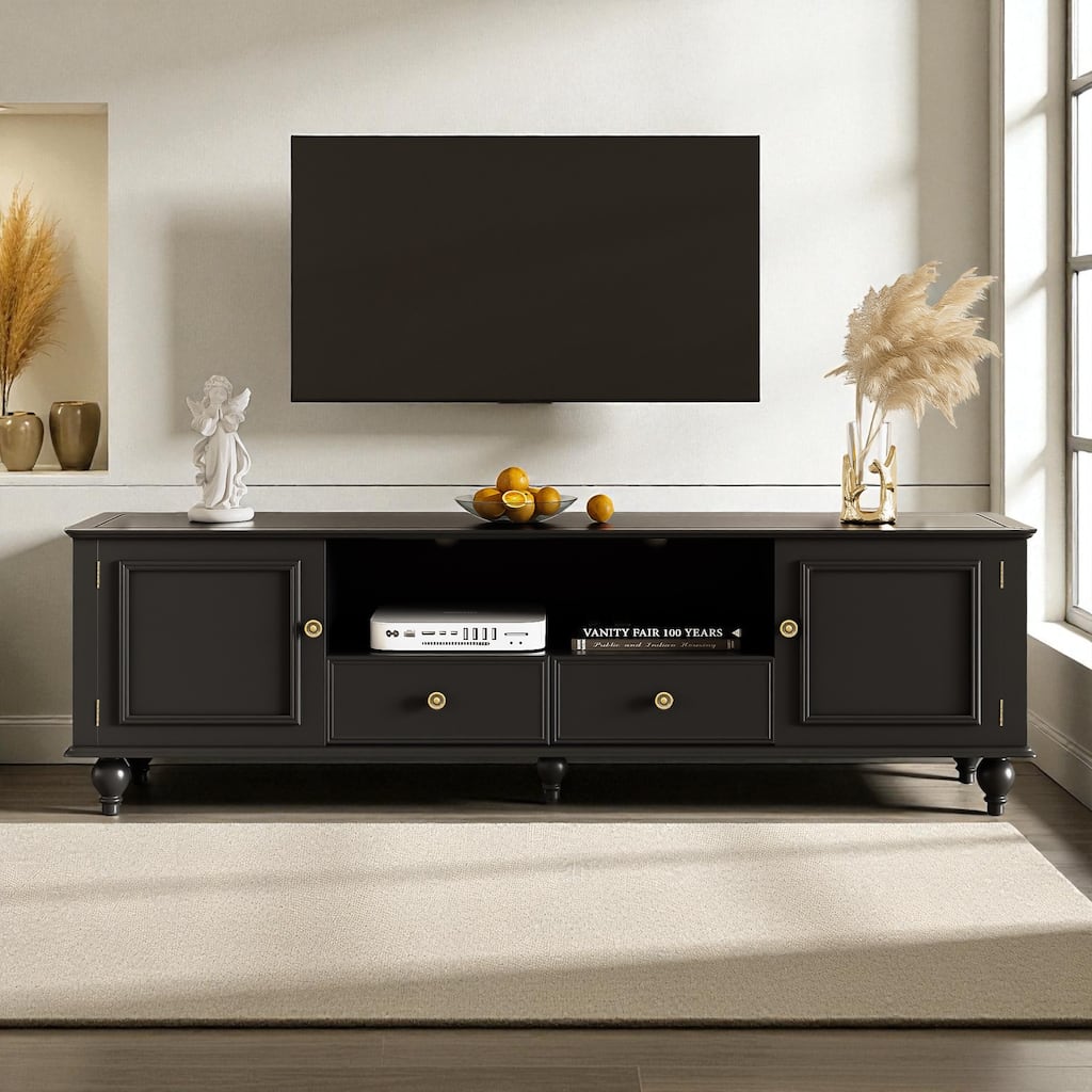 70.9'' Modern TV Stand for TVs up to 80'', Entertainment Center with 2 Drawers, 2 Cabinets & Open Shelf for Living Room