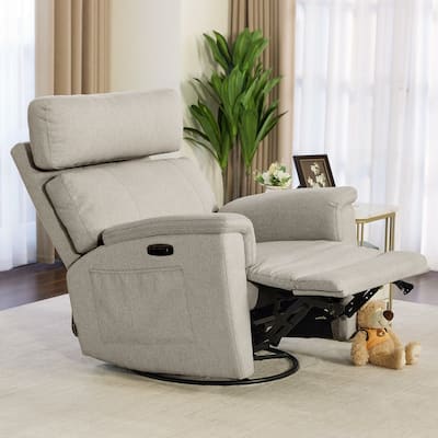 MCombo Power Swivel Glider Recliner Nursery Chair, Fabric PR601