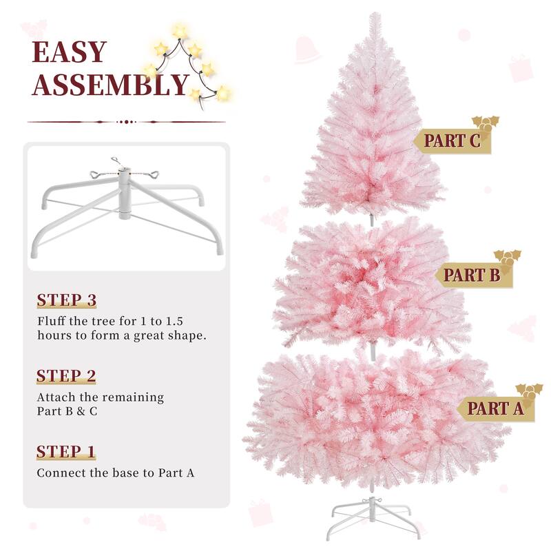 Yaheetech 4.5ft/6ft/7.5ft Pre-lit Artificial Christmas Tree with Foldable Stand