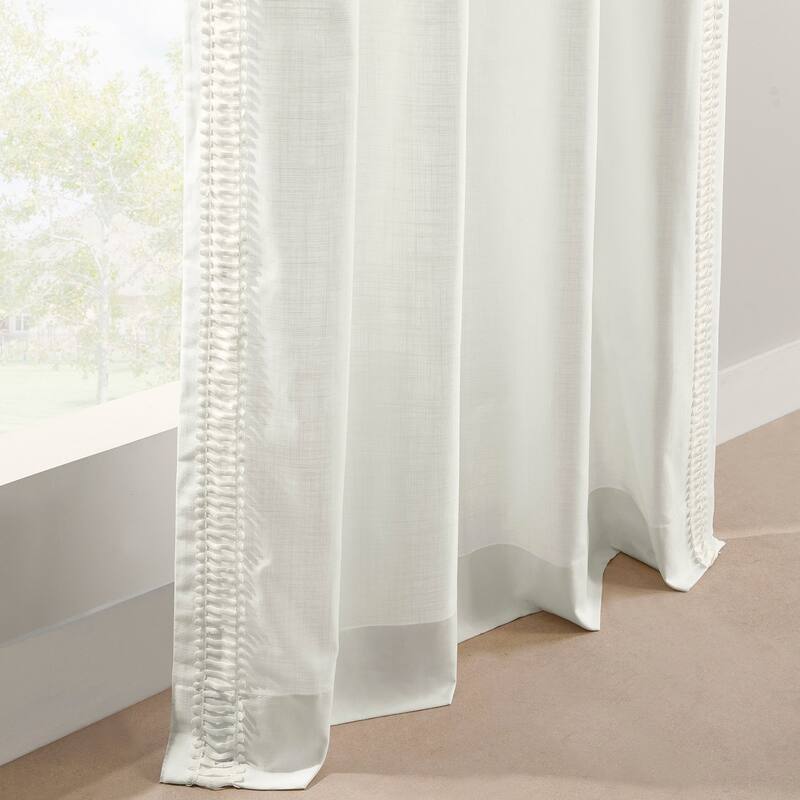 Exclusive Fabrics Bordered Textured Cotton Curtains For Bedroom & Living Room Curtains - Single Panel Drapes